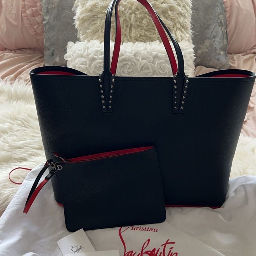 Christian Louboutin Black and Red Structured Tote